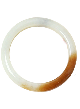 天然和田玉新疆料且末糖俏色手镯 肉感好 女款高端玉镯妈妈镯饰品