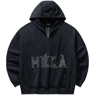 安踏凯里欧文Hela美式连帽卫衣男款春季休闲复古长袖正品黑色上衣