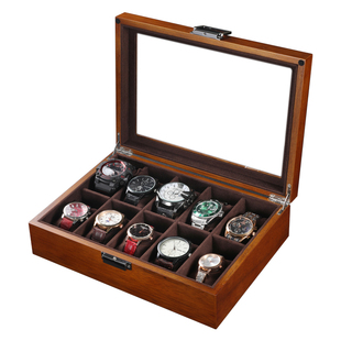 俪丽手表收纳盒实木家用手表盒高档精致表盒收纳盒腕表展示盒多位