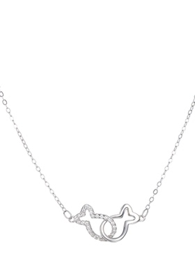 S999足银双鱼锁骨链女