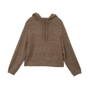 忘城H1455座/大地的诗行/冬磨毛加厚条纹卫衣显瘦打底衫休闲上衣