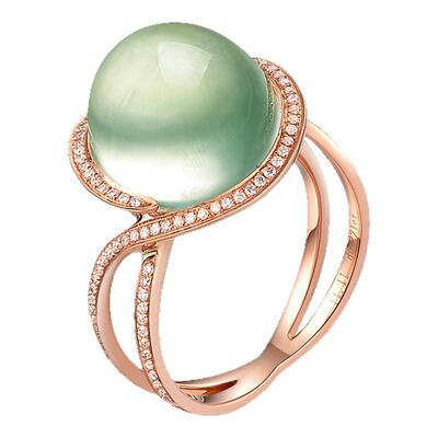 珠宝18k金镶嵌女款葡萄石戒指