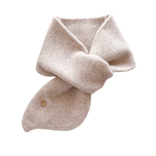 100%羊毛纯色毛线针织厚围巾女士冬季韩系氛围感交叉护颈短小围脖