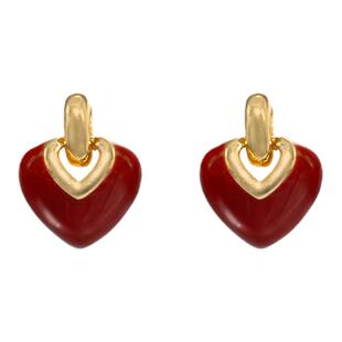 EVESENSE原创告白系列红色珐琅爱心耳钉高级感复古法式小众耳饰女