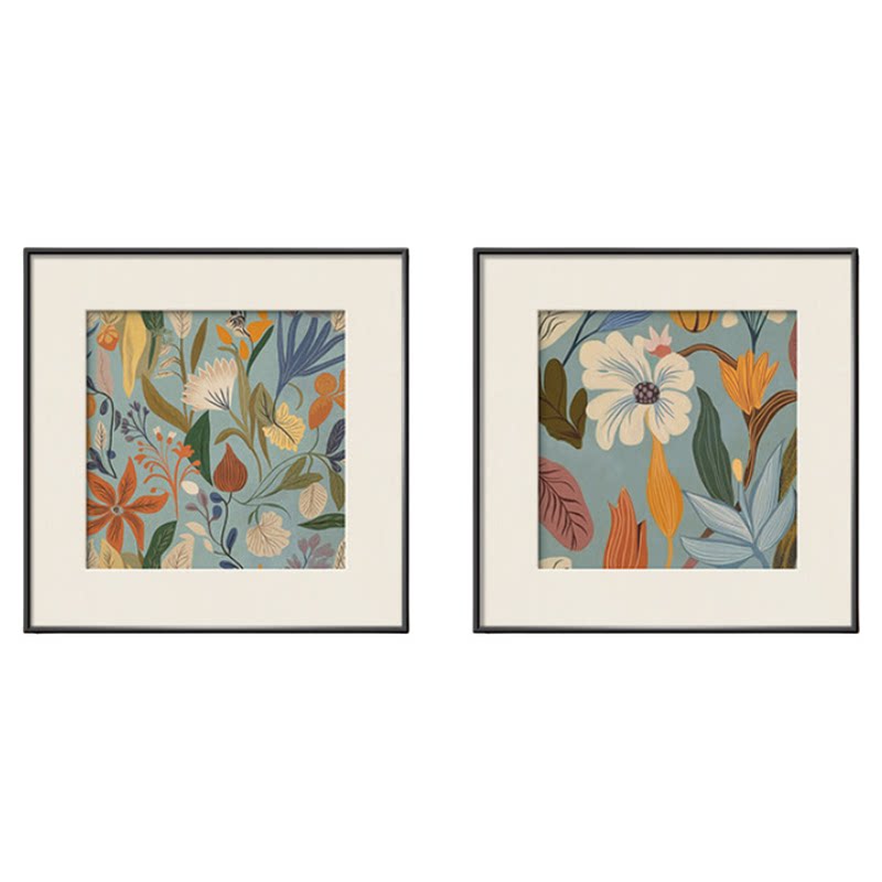 中古风餐厅饭厅装饰画绿色花卉氛围感过道走廊壁画玄关柜客厅挂画