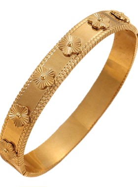 2025新款时尚呲花五叶草钛钢手镯