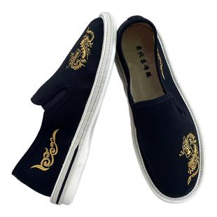 老北京手工千层底春夏秋透气时尚刺绣龙纹防滑平跟休闲男士花布鞋