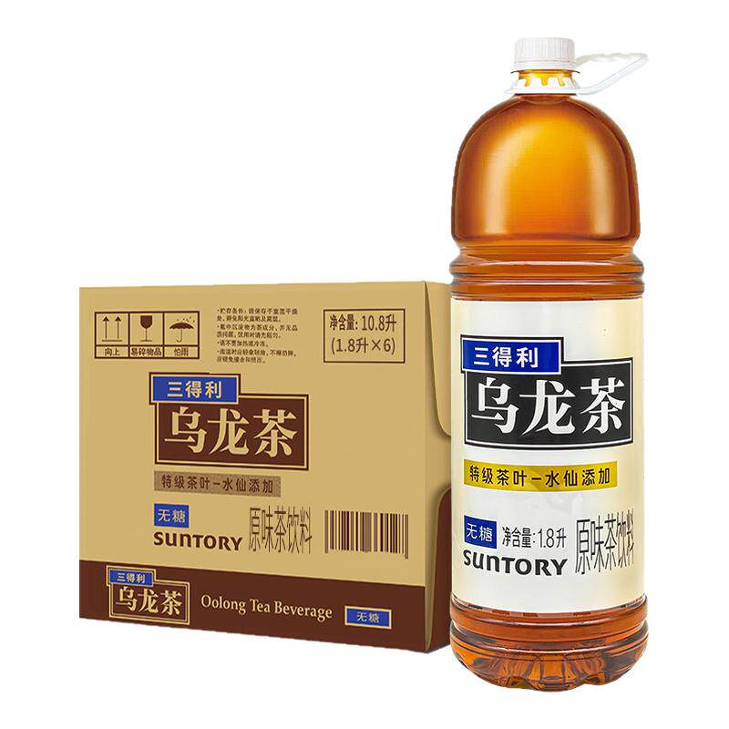 三得利乌龙茶0糖0脂0卡大瓶家庭分享装1800ml*6瓶整箱无糖茶饮料