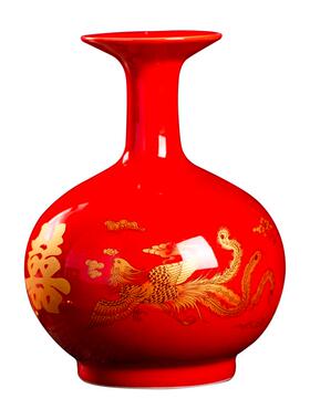 景德镇纯色中式陶瓷家居桌面花瓶