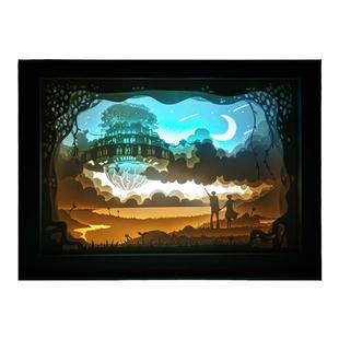 宫崎骏天空之城光影纸雕3diy灯剪影灯具材料包创意小夜灯礼物礼品
