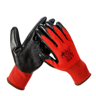 星宇黑纱黑N528丁晴尼龙手套浸胶红耐油丁腈防滑工地劳保工作耐磨