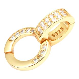 连接扣925纯银DIY首饰扣头18k双环百搭扣翡翠珍珠项链吊坠扣新品