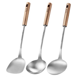 苏泊尔锅铲套装家用316L不锈钢炒菜铲加长乌檀木手柄炒勺汤勺厨具
