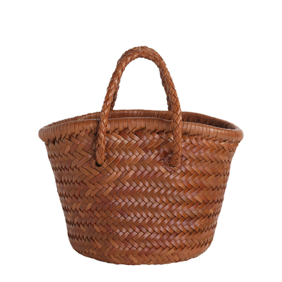 原创法式复古头层牛皮编织包