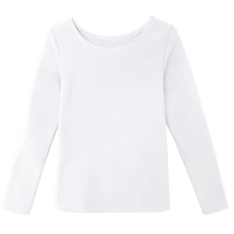 儿童舞蹈服打底衣加绒白色秋冬女童练功服上衣秋冬保暖跳舞打底衫