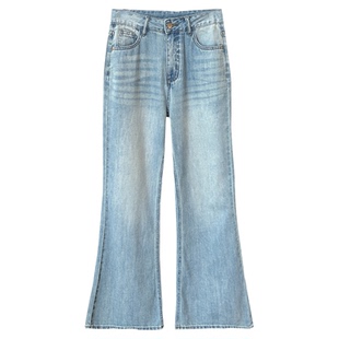 版型超满意~！显瘦高腰阔版微喇牛仔裤女新款薄款柔软天丝喇叭裤