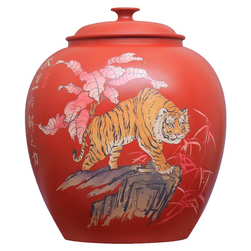 纯手工32饼建水紫陶大茶缸复烧红