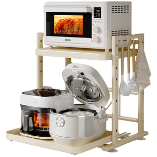 可抽拉电饭煲置物架厨房微波炉架子台面多功能电器锅烤箱收纳调节