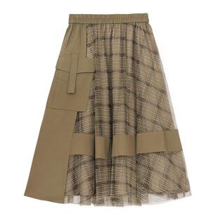 复古格子半身裙女春秋新设计感小众中长款裙子