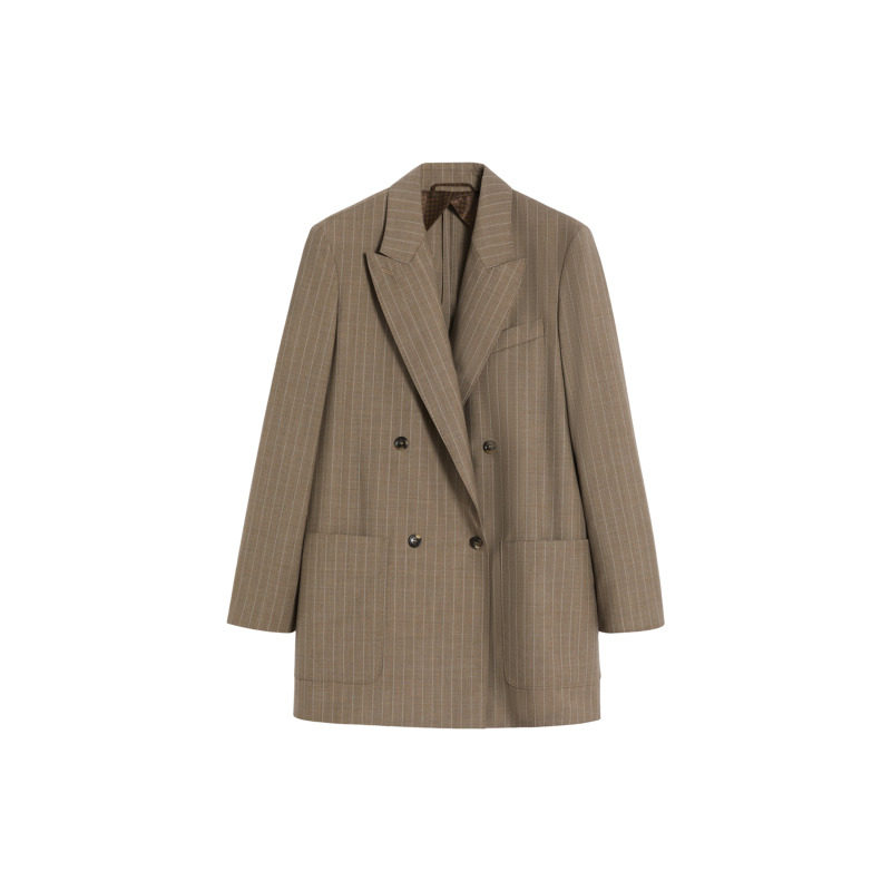 【甄选惠享】MaxMara 女装绵羊毛条纹西装外套1041066106