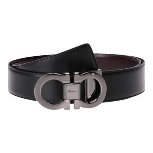 Ferragamo菲拉格慕 男士商务光面板扣式可裁剪双面腰带皮带679535