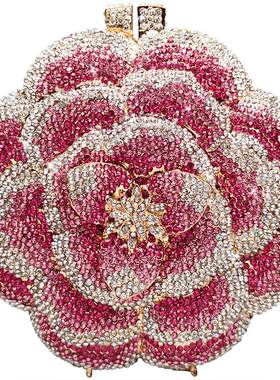 JANEREGINA玫瑰花型满钻手拿包