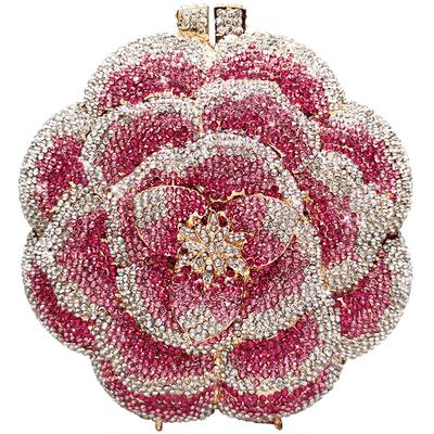 JANEREGINA玫瑰花型满钻手拿包