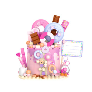 佳奇积木美食日志生日蛋糕甜品拼搭积木玩具浪漫桌面摆件女孩礼物