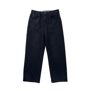 大爽家大码加绒加厚直筒烟管牛仔裤女冬季显瘦法棍裤胖mm黑色裤子