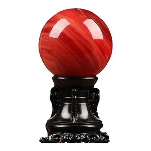 天然红色水晶球真原石大红朱砂吉祥珠鸿运球办公室火属性装饰摆件