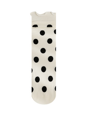Himadesocks圆点卷边中筒袜子