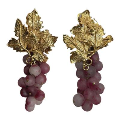 葡萄庄园复古风24k染色石头银针