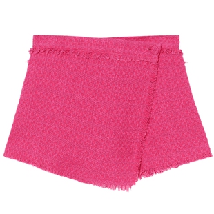 IT MSGM女装粗花呢裙裤新品时尚甜辣磨损毛边交叠设计短裤03209AJ