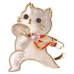 奋斗的猫咪珠光贝母西装衬衫胸章丝巾扣女款可爱别针衣服装饰配件
