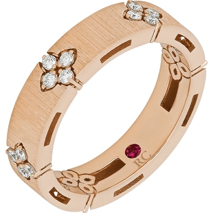 ROBERTO COIN/珂瑛LOVE IN VERONA18k玫瑰金拉丝钻石戒指