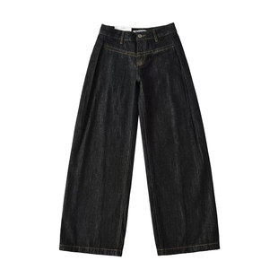 LOCKDOWN美式复古原色弯刀牛仔裤男女水洗做旧松弛显瘦百搭裤子潮