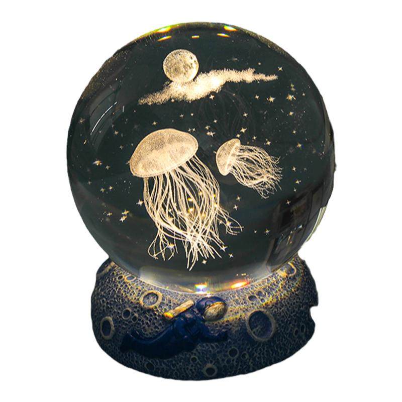 创意海洋发光水晶球小夜灯摆件男生送女生闺蜜生日高级感儿童礼物