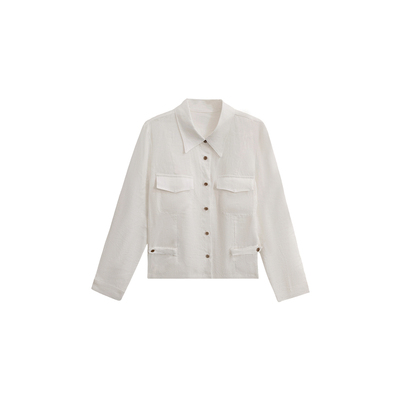 SANJUN高端定制【絮序于语】老钱风翻领收腰休闲百搭款衬衫6826