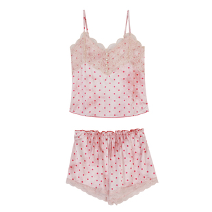 馨帮帮Homedress 纯欲风冰丝吊带睡衣女款夏季蕾丝波点家居服套装