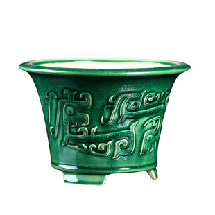 精品紫砂花盆圆形大号陶瓷冰裂釉多肉兰花盆栽盆斗笠圆盆新款简约