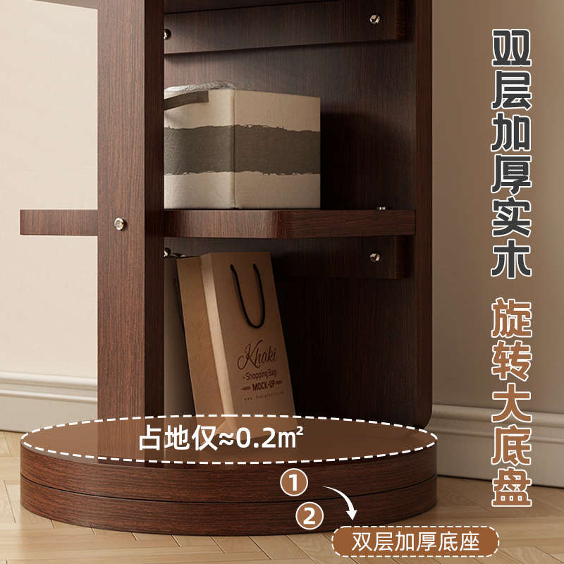 实木全身镜落地镜家用卧室可旋转移动试衣镜子带挂衣架一体穿衣镜