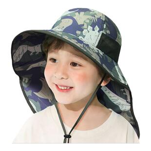 儿童防晒帽大帽檐遮阳帽夏护颈脖子大帽檐男童女童沙滩海边太阳帽