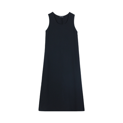 Maven Lin 高阶松弛 大V领无袖背心针织连衣裙女极简宽松显瘦长裙