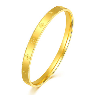 新款黄金手镯四叶草9999纯金包银女方镯金镯子女士手饰手环送女友