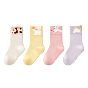 科巢儿童袜子女童秋冬新款宝宝棉纯a类无骨1-3岁抗菌中大童中筒袜