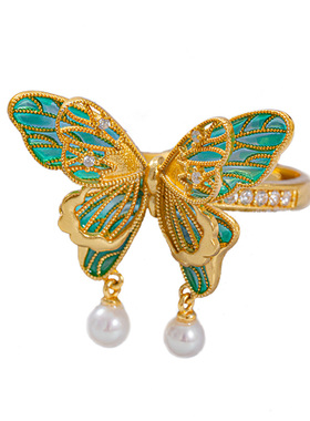 衣锦媚行非遗花丝蝴蝶戒指国风