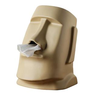 创意卡通摩艾抽纸盒陶瓷摆件轻奢高档纸抽盒纸巾盒生日礼物情侣款