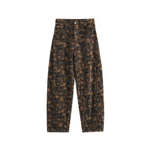 【商场同款】X--MOOM冬季新款高级感仿皮草宽松直筒休闲牛仔裤女