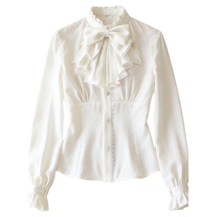春夏新款Lolita内搭衬衣复古典法式优雅CLA系衬衫百搭长袖白色女