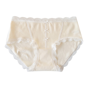 蕾丝内裤女生纯欲少女三角裤磨毛纯棉裆女士短裤中腰包臀法式甜美